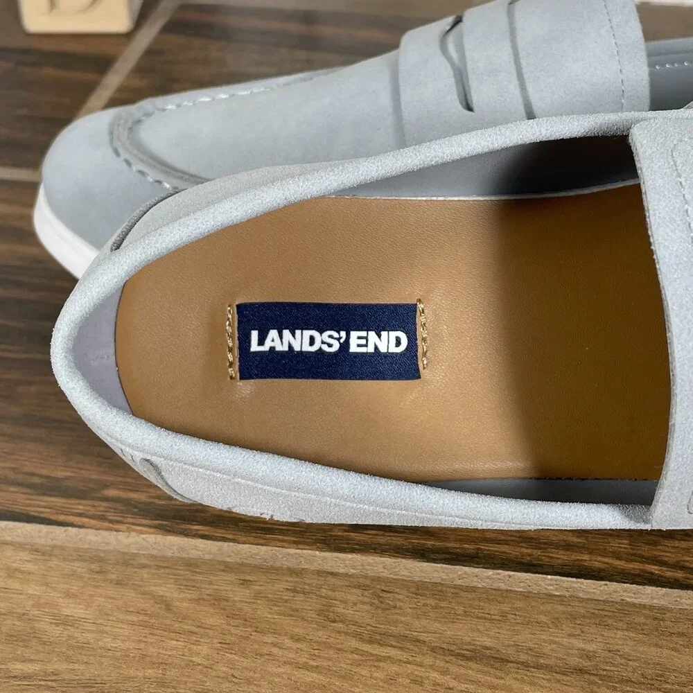 Lands End Everyday Penny Loafer Shoes Youth Boys Size 6 Soft Slate Vegan Leather